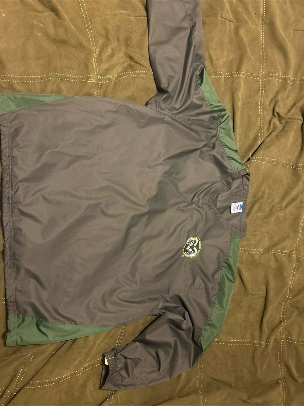 Colorado State Rams NCAA Pullover V-Neck Windbreaker Jacket XL Gray Green